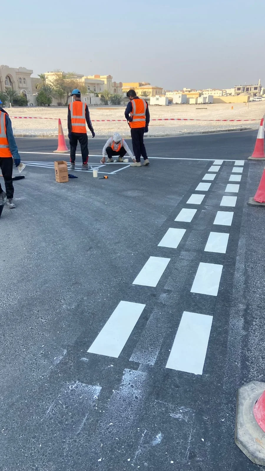 Commercial car park line marking and basement bay striping in Doha Qatar